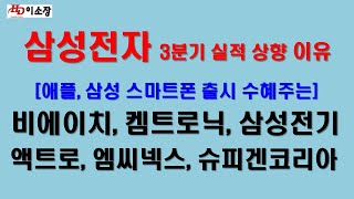 [주식]삼성전자 3분기 실적 전망치 상향 이유. 삼성전기, 비에이치, 켐트로닉스, KH바텍, 액트로, 슈피겐코리아, 하이비젼시스템