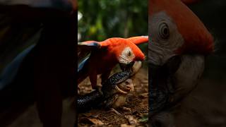 "뱀과의 사투 아기새의 운명은? 홍금강앵무의 강한 일격" "Will the Baby Bird Survive?"